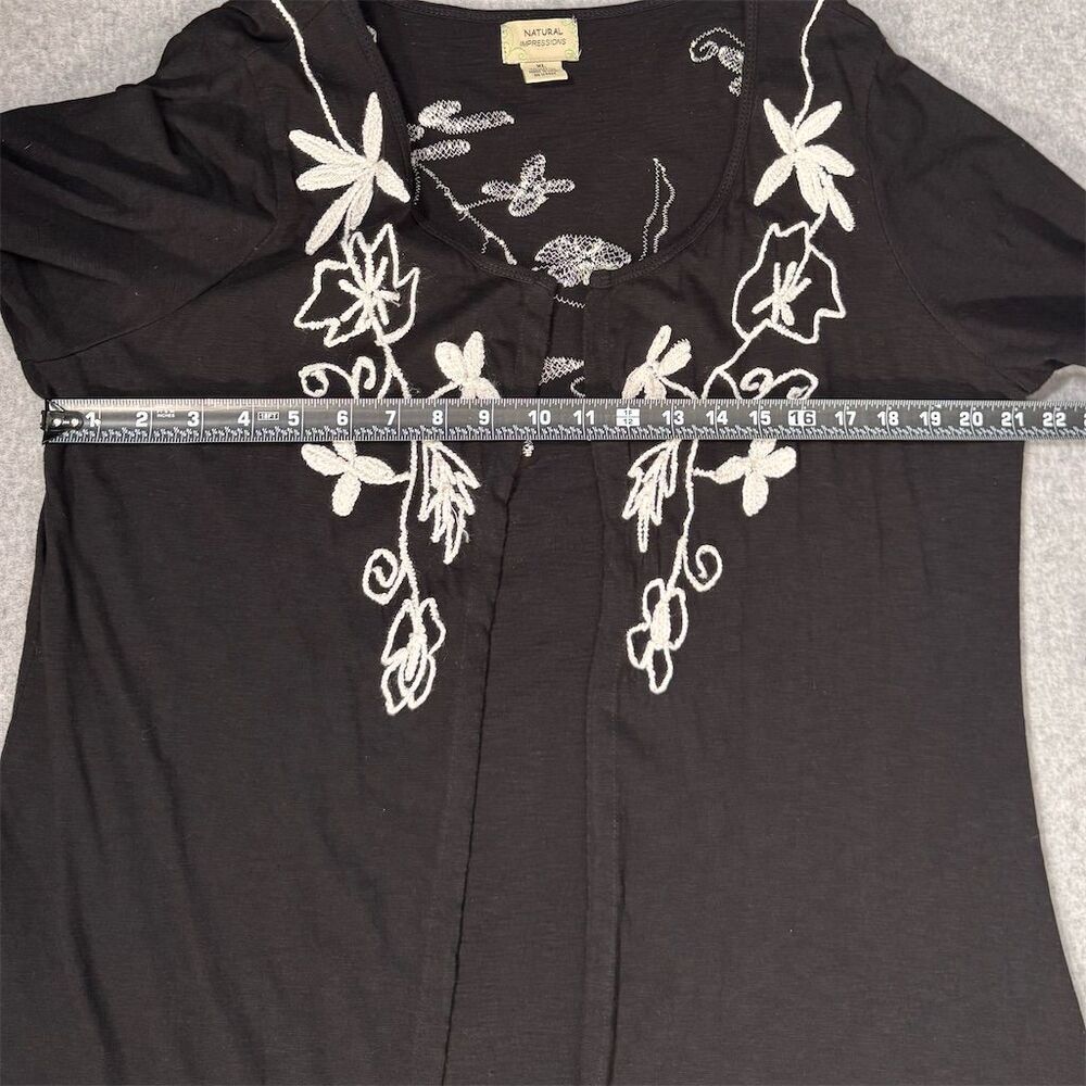 Natural Impressions Women's Size XL Black Embroidered Open Front Cotton Cardigan - Picture 9 of 10